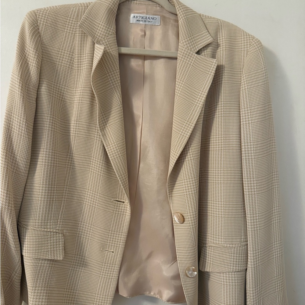 Beige Checkered Blazer - image 1